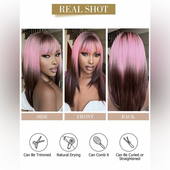 ? NEW Ombre Pink Medium Length Wig main image 6